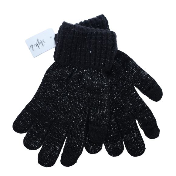 Style & Co Womens Soft Winter Knit Gloves - One Size - Glitter Black - NWT - Picture 1 of 2